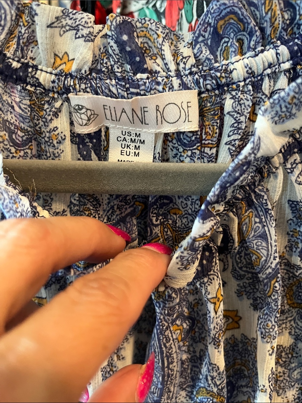 Blue Paisley Smocked-Waist Mini Dress - Picture 3 of 6